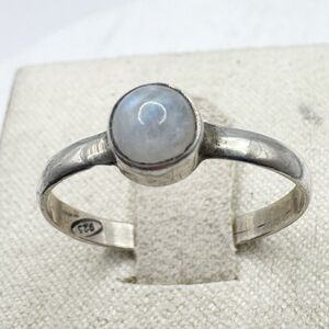 Sterling Silver Moonstone Ring Dainty Cabochon Boho Size 7 Natural Stone Jewelry